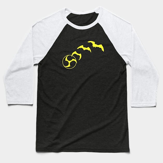 Bat Mitsudomoe yellow Baseball T-Shirt by Austin Taiko